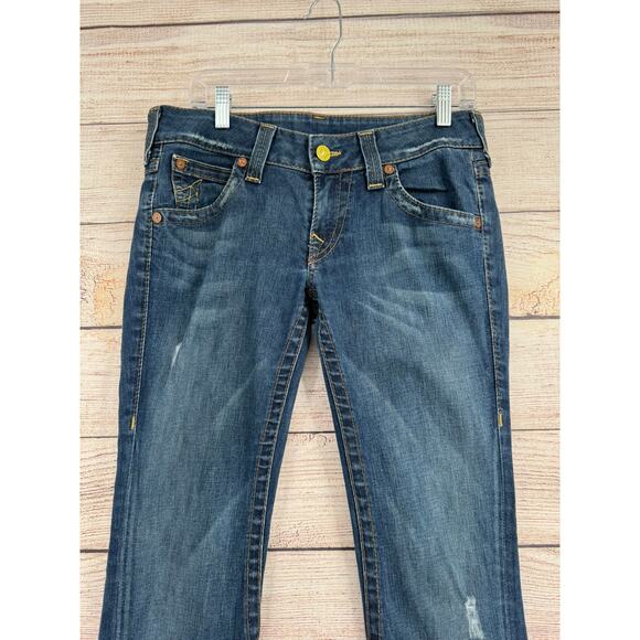 True Religion Joey Flare Button Flaps Jeans Womens 30 Blue Medium Wash Denim - Picture 3 of 12